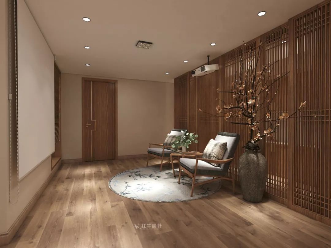 南京大華錦繡時代（dài）160㎡中式（shì）風（fēng）格--健身（shēn）房+家（jiā）庭影（yǐng）院，這才是向往的生活！05負（fù）一樓設計_家庭影院落地花瓶