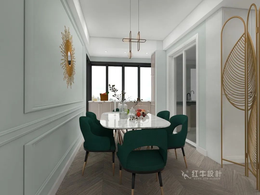 劉崇穎_紅牛設計--電建洺悅府120㎡輕奢風格08效果圖欣賞_餐廳（tīng）
