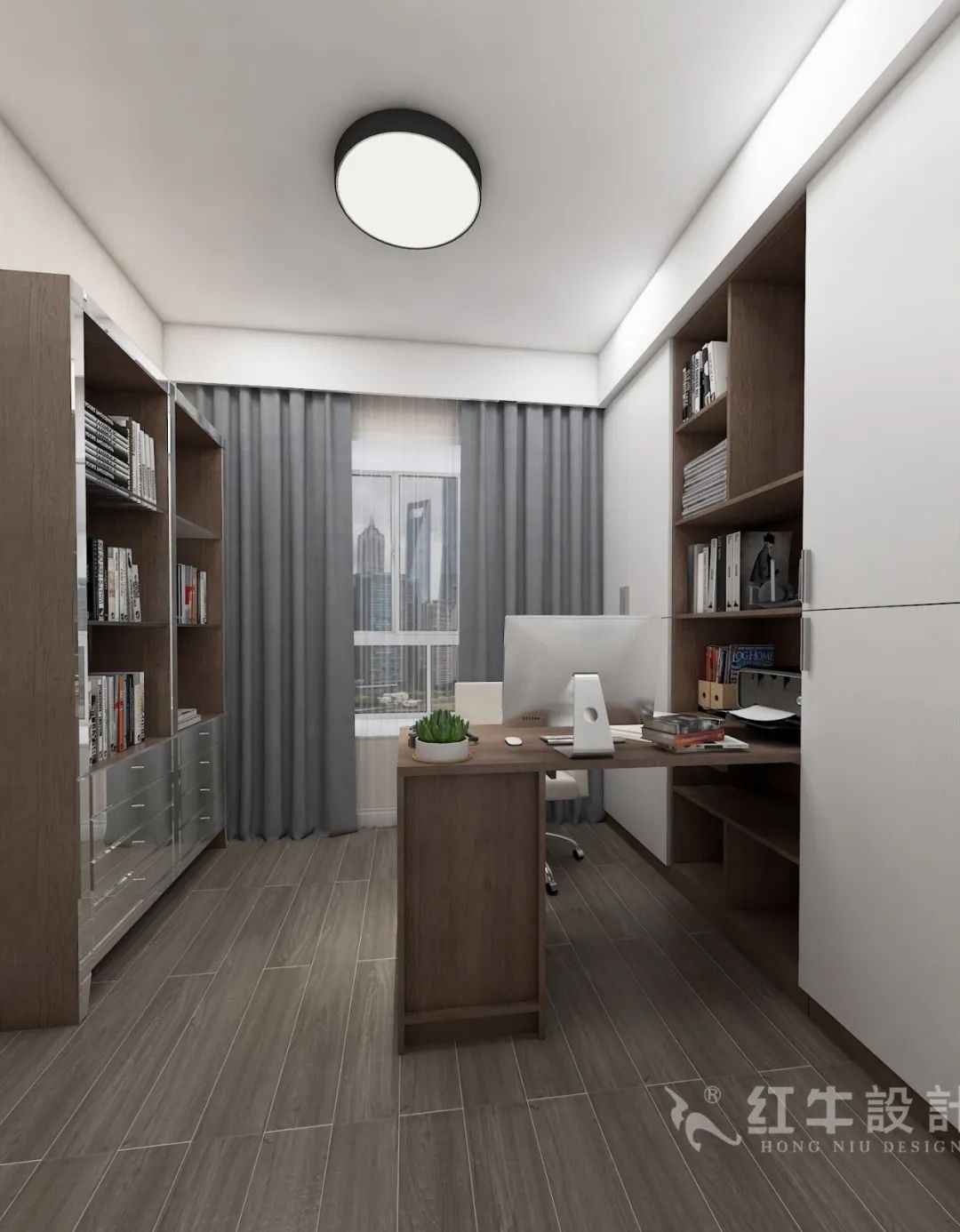 張（zhāng）桐瑋（wěi）_紅（hóng）牛設（shè）計--電建洺悅府130㎡北歐風格13效果圖欣賞_書房