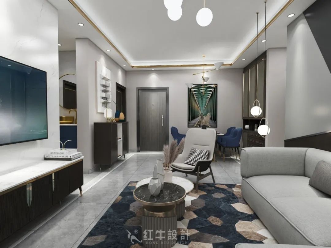 紅（hóng）牛設計（jì）--創源龍樾116㎡輕奢風格05效果圖（tú）欣賞_客廳