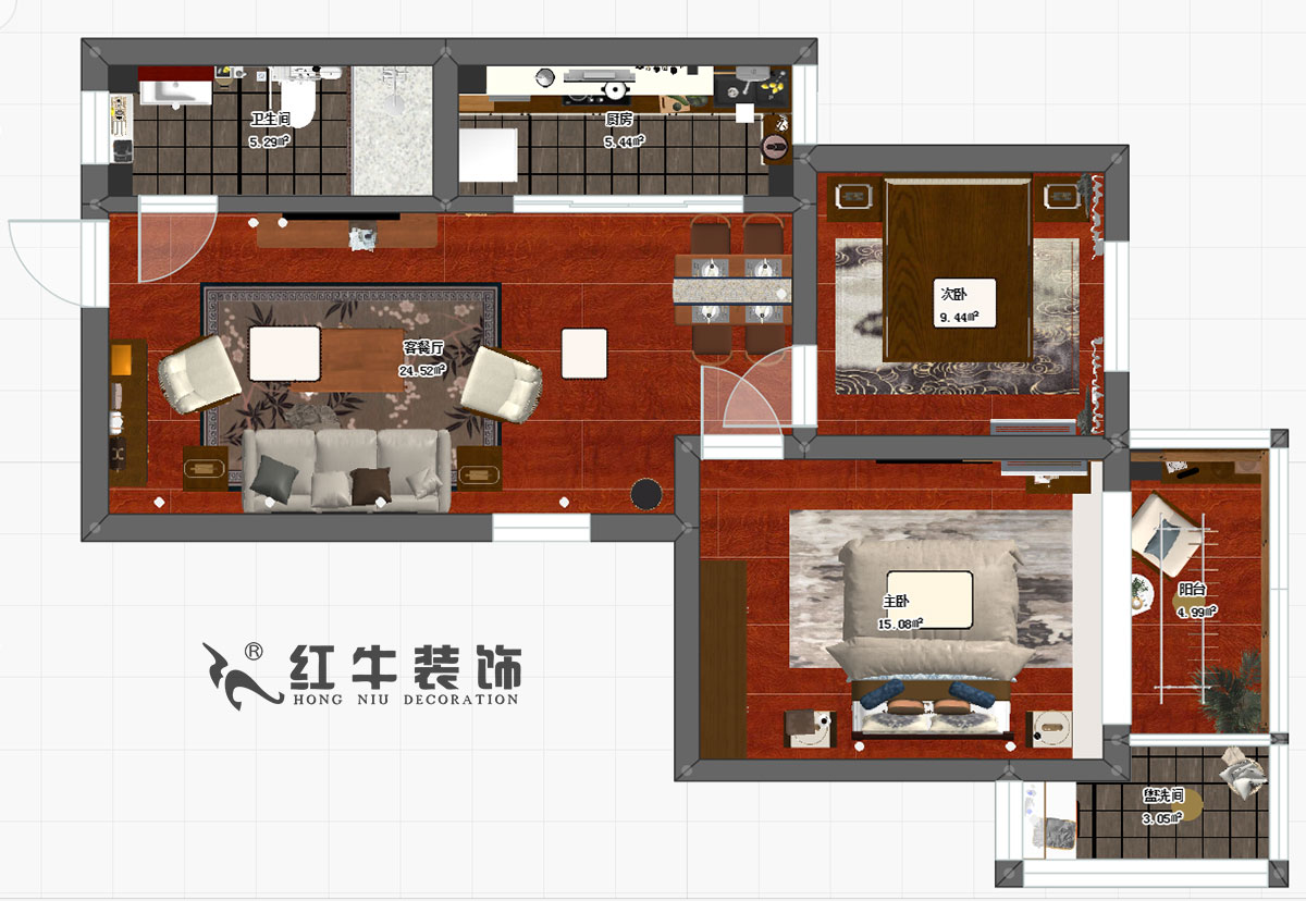 賈庭_宏鷹花園（yuán）5-202-87㎡-現代中式風格00彩平圖