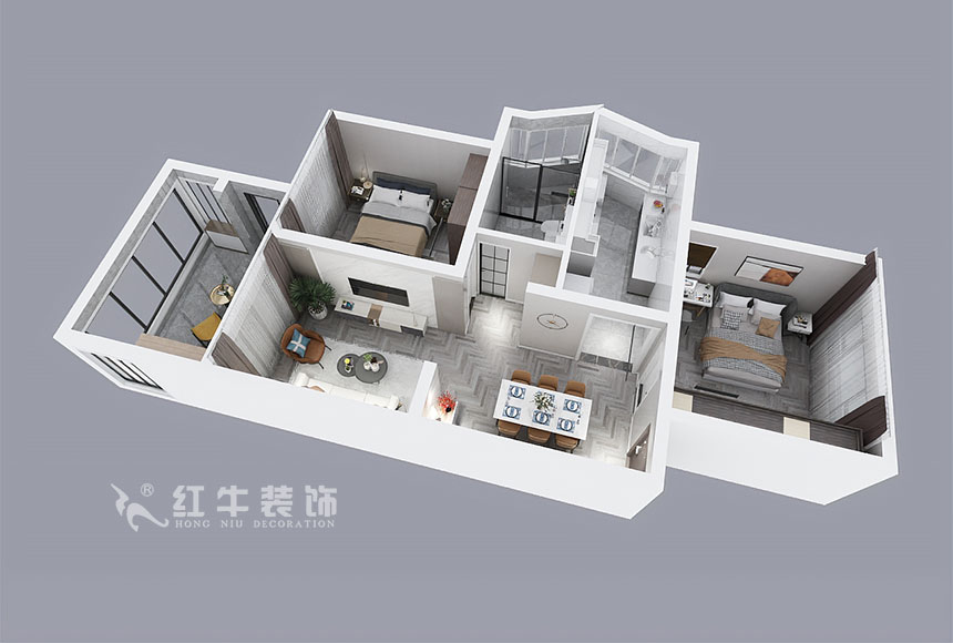 劉曉芳_21世（shì）紀現代城28-106-97㎡-現（xiàn）代風格_2室2廳1衛（老房裝修）_定製家￥126500_全包14