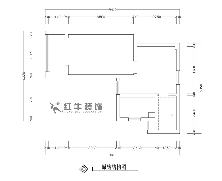 張智猿_銀龍（lóng）四期11棟2-706-42㎡-現代簡約（yuē）風格_1室1廳1衛（老房裝修）_定製家￥79453_全包8萬00_01原始結構圖