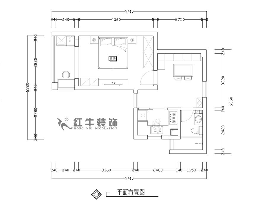 張智猿_銀龍四期11棟2-706-42㎡-現代簡約風格_1室1廳1衛（老房裝修）_定製家（jiā）￥79453_全包8萬（wàn）00_02平麵（miàn）布（bù）置圖