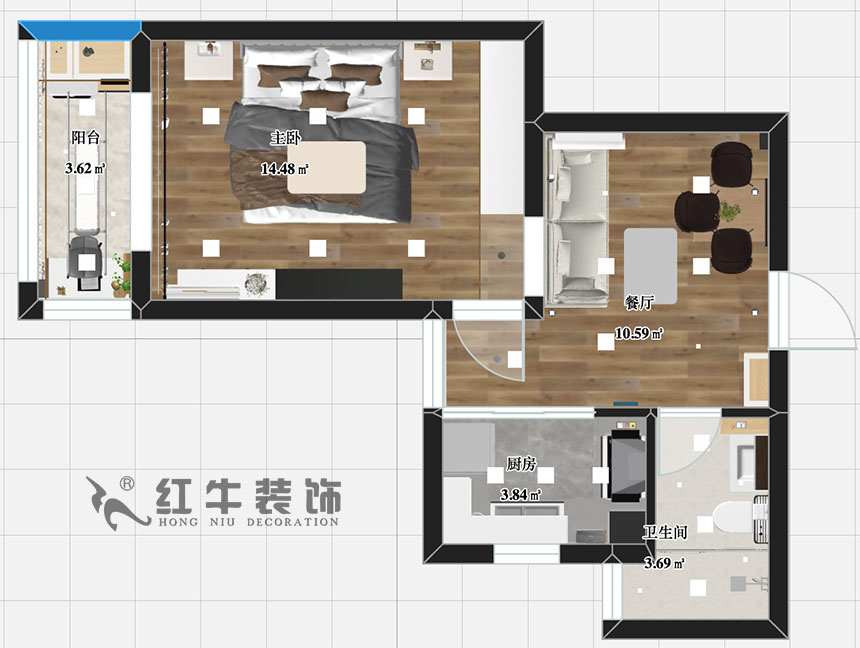 張智猿（yuán）_銀（yín）龍四期11棟（dòng）2-706-42㎡-現代簡約風（fēng）格_1室1廳1衛（wèi）（老房裝修）_定製家￥79453_全包（bāo）8萬00_03彩平圖
