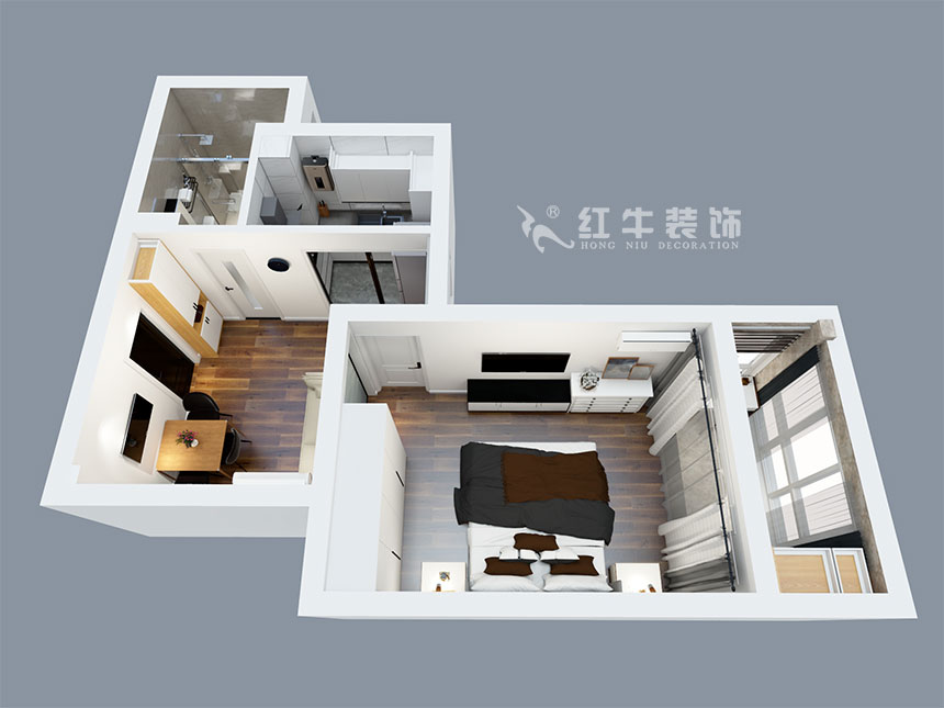 張智猿（yuán）_銀龍四期11棟2-706-42㎡-現代（dài）簡約風格_1室（shì）1廳1衛（老房裝修）_定製（zhì）家￥79453_全包8萬00_04鳥瞰（kàn）圖