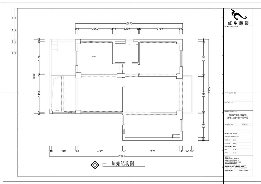 張智猿｜紅山山莊8-204-100㎡-簡中風格｜3室1廳（tīng）1衛｜老房（fáng）裝修｜定製家￥153700｜全包15萬｜00_01原始結構圖