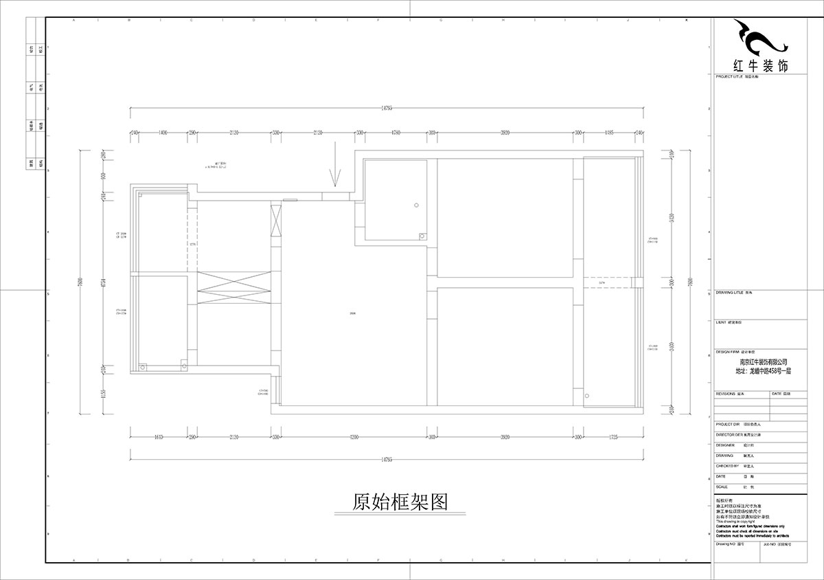 孟憲濤（tāo）｜估衣廊18-3-305-100㎡-簡約風格｜3室2廳1衛（wèi）｜老房裝修｜定製家｜全包14萬｜00_01原始框架圖（tú）