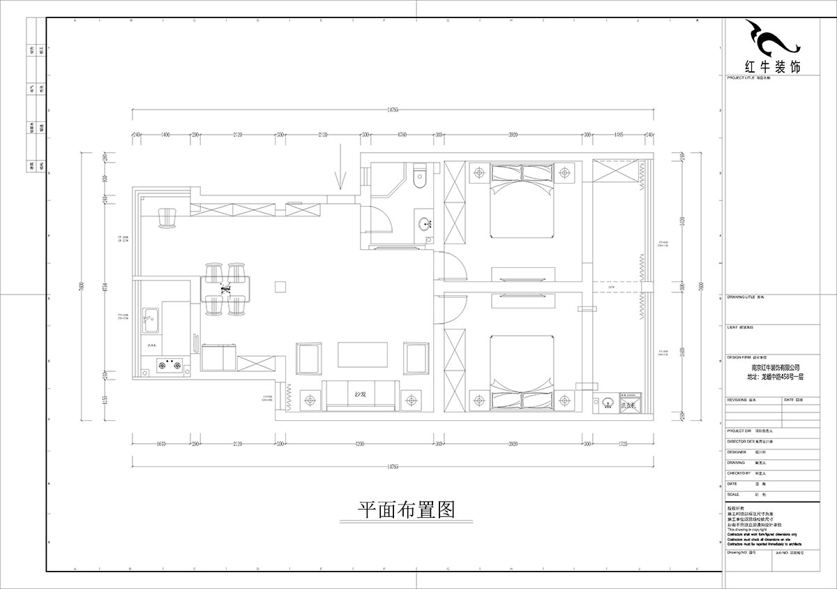 孟憲濤｜估衣廊18-3-305-100㎡-簡（jiǎn）約風格（gé）｜3室2廳1衛｜老房裝修｜定製家｜全包14萬｜00_02平麵布置圖