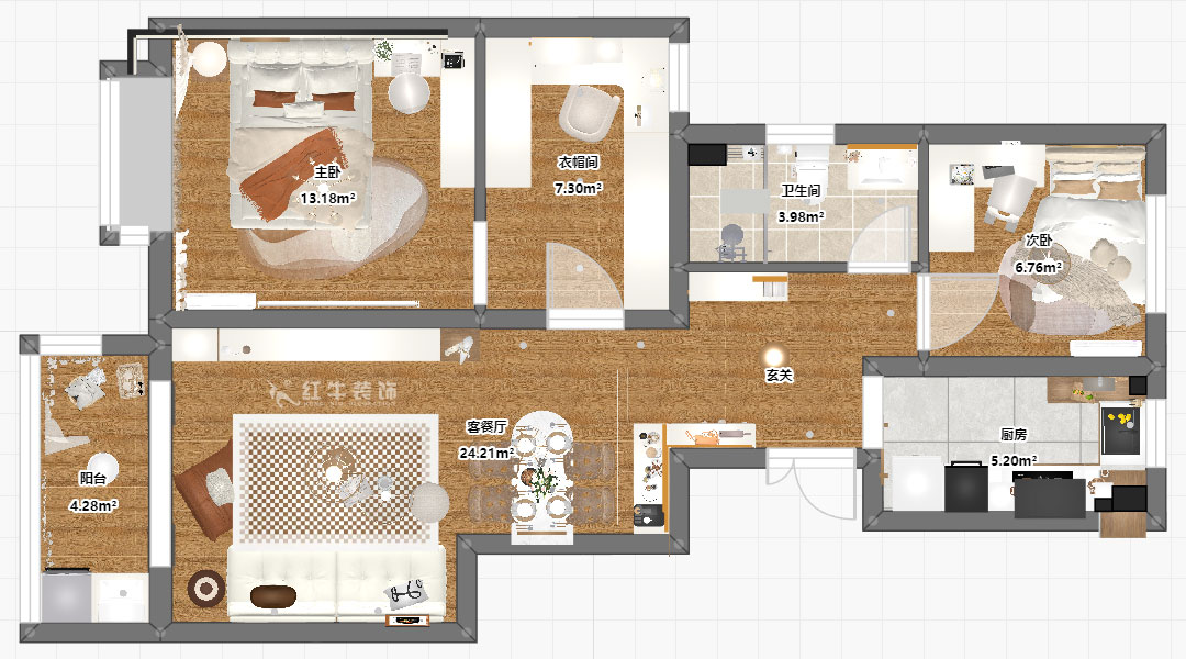 賈庭｜紫金觀邸4-1306-88㎡-北歐風格｜3室3廳1廚1衛｜新房裝修｜定製家｜全包10